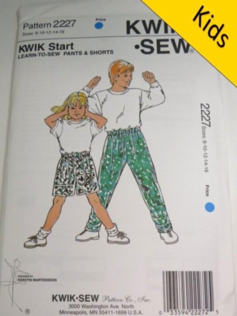 Kwik Sew 2227 Kids Clothing Pattern UNCUT Shorts Pants 8-16